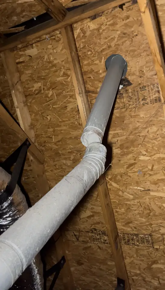 Furnace flue pipe pulled apart at a joint in an attic, New Orleans